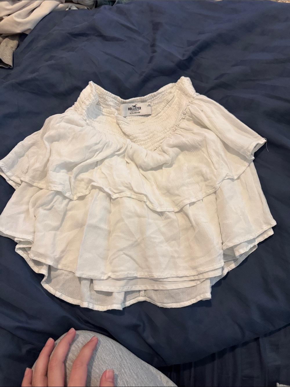 Hollister White Layered Ruffle Crop Top
